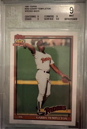 Gary Templeton 1991 Topps Baseball 1990 Topps Football Card on back