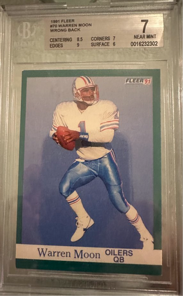 1991 Fleer Warren Moon BGS 7 - 1991 Fleer Baseball on Back - Luis Gonzalez Rookie