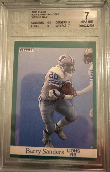 1991 Fleer Barry Sanders BGS 7 - 1991 Fleer Baseball on Back