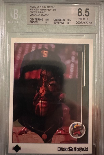 1989 Upper Deck Ken Griffey Jr Rookie Overprint and Wrong Back