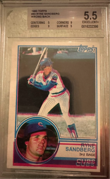 1983 Topps Ryne Sandberg Overprint and Wrong Back