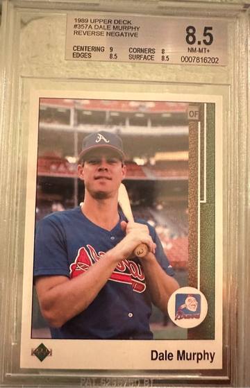 1989 Upperdeck Dale Murphy Reverse Negative - BGS 8.5