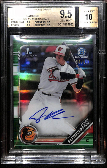 2019 Bowman Chrome Adley Rutschman Green Refractor Auto /99 BGS 9.5/10 True Gem