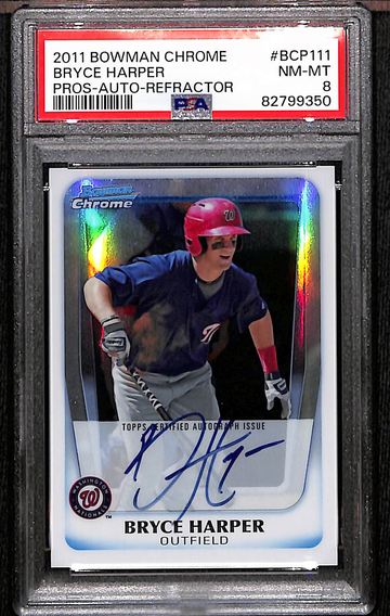 2011 Bowman Chrome Bryce Harper Prospects Auto Refractor - PSA 8