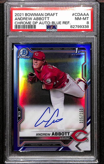 Andrew Abbott 2021 1st Bowman Chrome Auto *true blue*\150 PSA 8