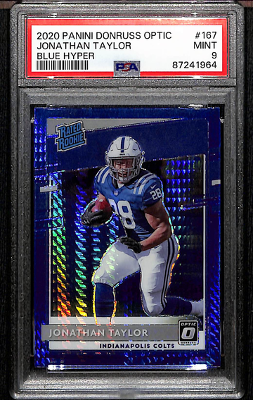 2020 Panini Donruss Optic Jonathan Taylor Blue Hyper PSA 9