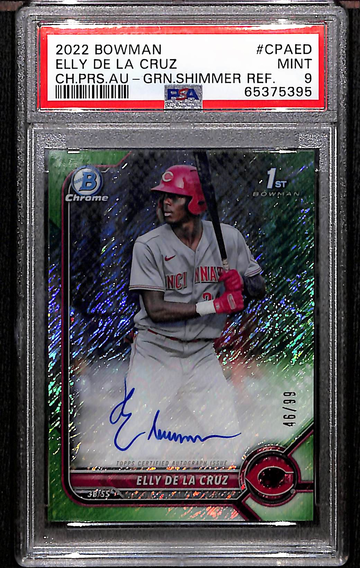 2022 1st Bowman Chrome Elly De La Cruz Green Shimmer Auto RC 46/99 PSA 9