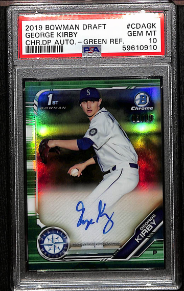2019 Bowman Chrome Draft George Kirby Green Refractor Auto Gem Mint PSA 10