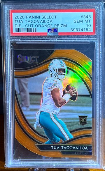 2020 Panini Select Tua Tagovailoa Die-Cut Orange Prizm PSA 10
