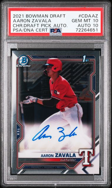 AARON ZAVALA 2021 Bowman Chrome Prospect 1st Bowman Auto PSA 10 Auto 10 Gem Mint Pop 2
