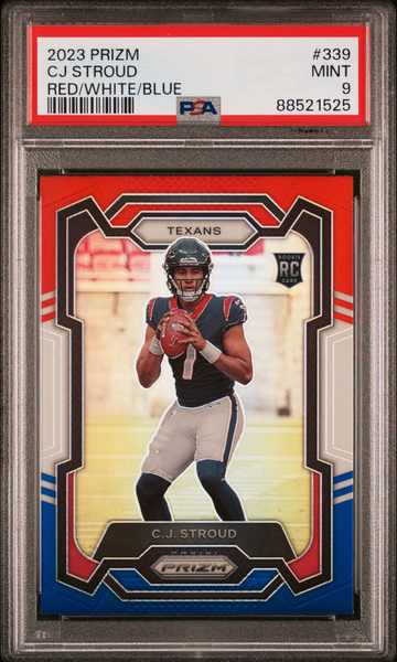 2023 Panini Prizm CJ Stroud Red/White/Blue PSA 9