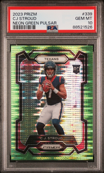 2023 Panini Prizm CJ Stroud Neon Green Pulsar PSA 10