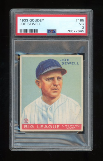 1933 GOUDEY JOE SEWELL #165 PSA 3
