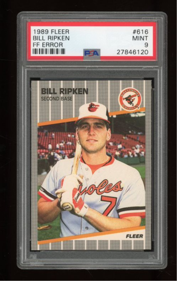 1989 FLEER BILL RIPKEN FF ERROR #616 PSA 9