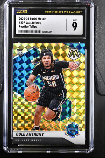 2020-21 Panini Mosaic #207 Cole Anthony Reactive Yellow CSG 9