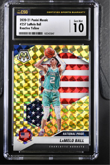 2020-21 Panini Mosaic LaMelo Ball #257 Reactive Yellow CSG 10