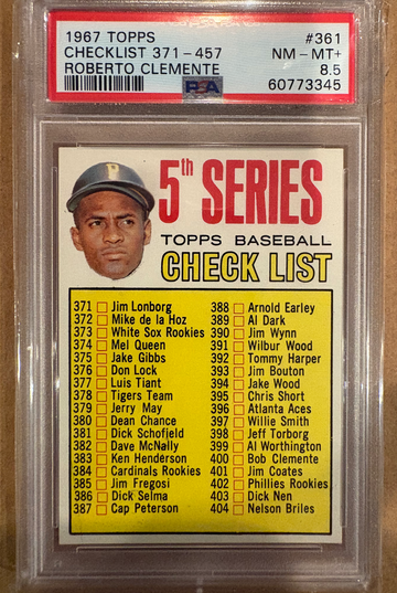1968 Topps #361 Clement Checklist 371-457 PSA 8.5