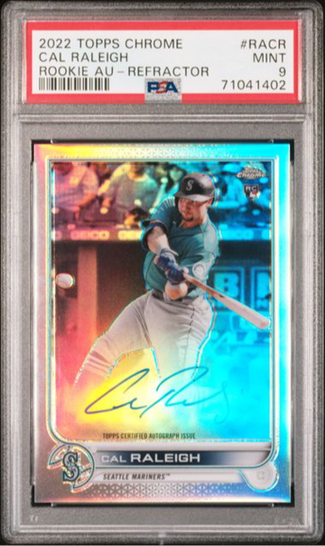 2022 Topps Chrome Cal Raleigh Refractor Rookie Auto /499 PSA 9
