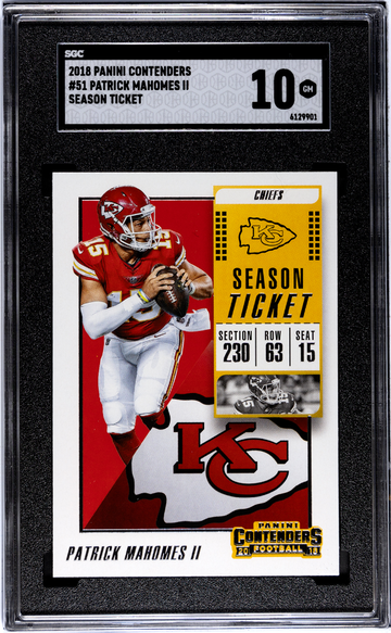 2018 Panini Contenders - #51 Patrick Mahomes Season Ticket 2nd Year SGC 10