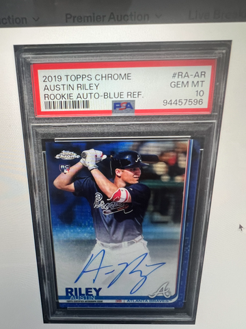 2019 Topps Chrome Austin Riley Rookie Auto Blue Refractor