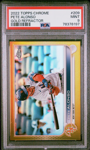 Pete Alonso topps chrome 2022 Gold Refractor 10/50 Psa 9
