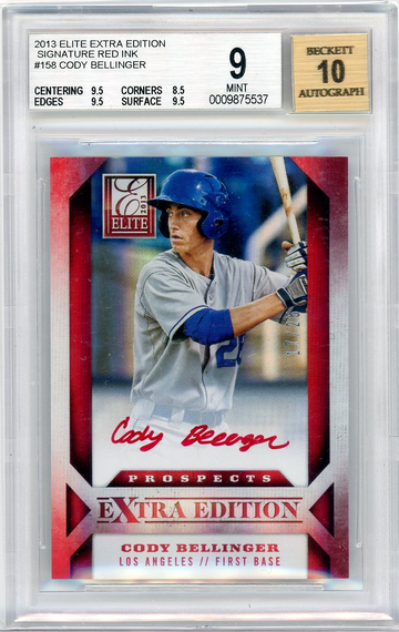 2013 Elite Extra Edition Cody Bellinger Signature Red Ink /25 #158 BGS 9/10