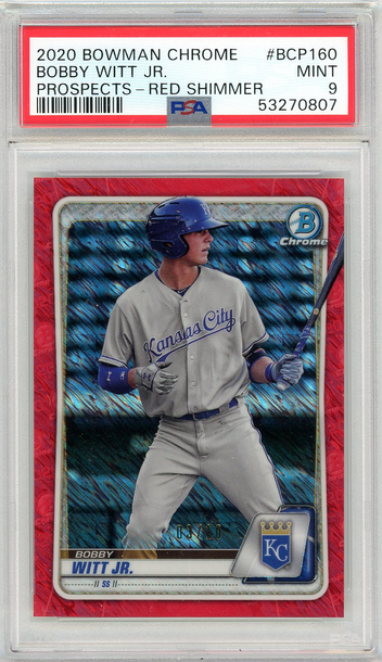 2020 Bowman Chrome Prospects Bobby Witt Jr. Red Shimmer /10 #BCP-160 PSA 9
