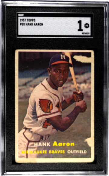 1957 Topps #20 Hank Aaron SGC 1 Card Torn in Front