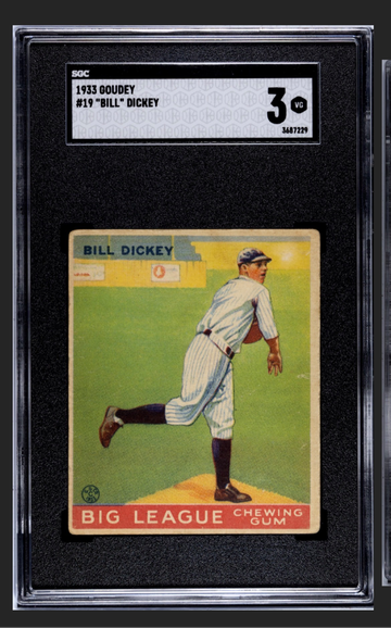 1933 Goudey #19 Bill Dickey SGC 3 HOF Rookie Card NY Yankees
