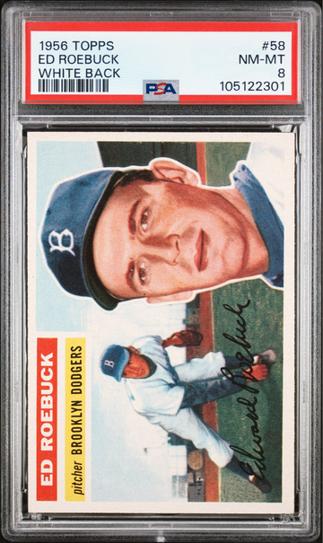 1958 Topps Ed Roebuck #58 PSA 8 White Back Brooklyn Dodgers
