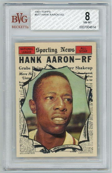 1961 Topps #577 Hank Aaron All-Star BVG 8 High #
