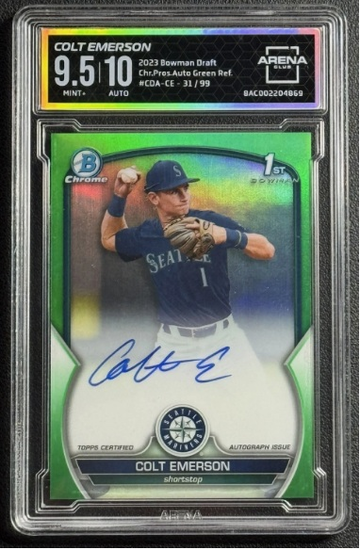 2023 Bowman Chrome Draft 1st Colt Emerson Auto /99 Green Refractor
