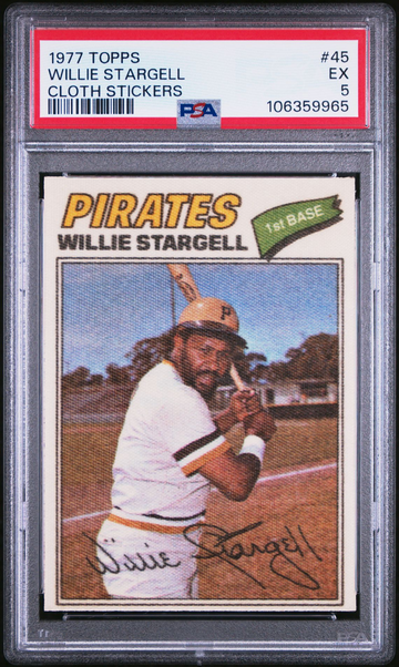 1977 TOPPS WILLIE STARGELL CLOTH STICKER PSA 5