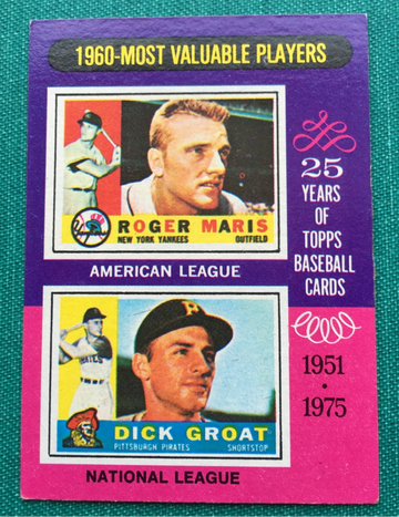 1975 Topps Mini Baseball #198, 1960 Most Valuable Players