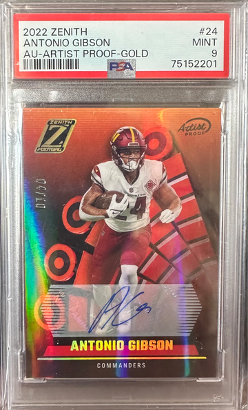 2022 Panini Zenith Antonio Gibson Artist Proof Gold 4/10 Auto PSA 9