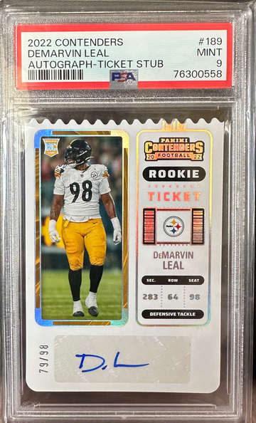 2022 Panini Contenders Demarvin Leal Auto Rookie Ticket Stub 79/98 PSA 9 