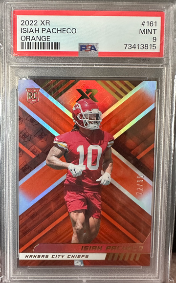 2022 Panini XR Isiah Pacheco 72/99 PSA 9 Rookie RC