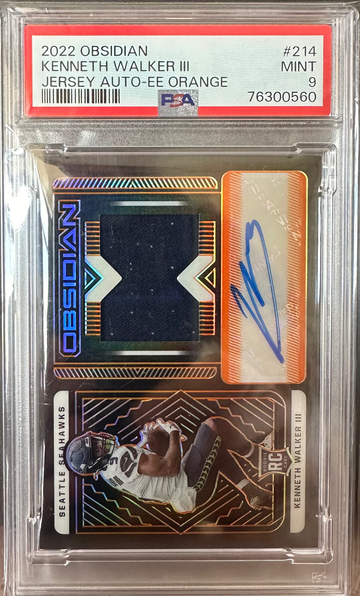 2022 Panini Obsidian Kenneth Walker RPA Rookie Patch Auto 93/99 PSA 9