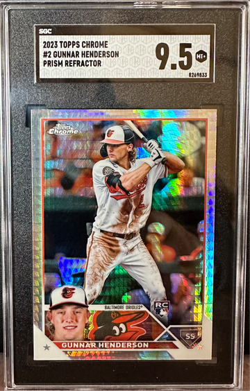 2023 Gunnar Henderson Prism Refractor Topps Chrome RC Rookie SGC 9.5 Orioles 