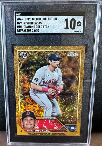 Tristin Casas 2023 Topps Chrome Gilded Mini Diamond Etch /50 SGC Gem 10 Red Sox