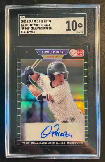 2021 Leaf Pro Set Metal Auto Black /15 Oswald Peraza SGC 10 GEM MINT