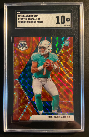 2020 Panini Mosaic Orange Reactive Prizm Tua Tagovailoa ROOKIE SGC 10 GEM MINT HOT!!!