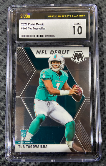 2020 Panini Mosaic NFL Debut ROOKIE Tua Tagovailoa CSG 10 GEM MINT POP 3!