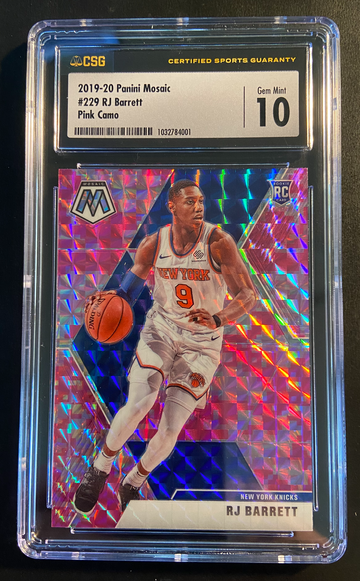 2019-20 Panini Mosaic RJ Barrett Pink Camo Graded GEM MINT 10 Low POP!