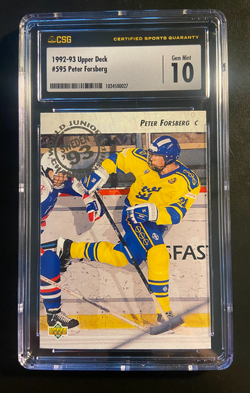 1992-93 Upper Deck Peter Forsberg Rookie World Juniors CSG 10 GEM MINT Low Pop!
