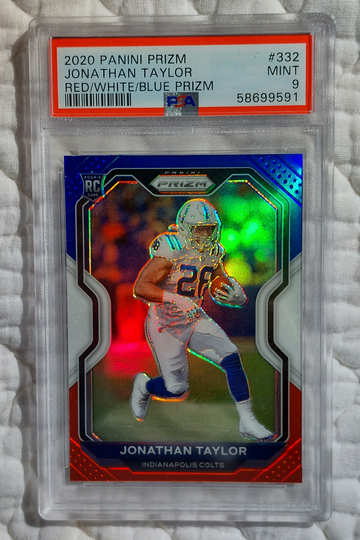 2020 Panini Prizm #332 Jonathan Taylor Red White Blue Prizm PSA MINT 9