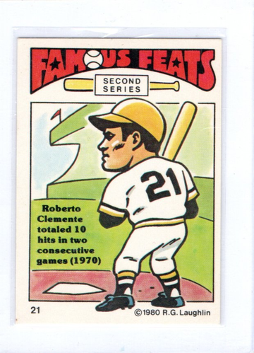 1980 Fleer Laughlin Baseball Card #21 Roberto Clemente NM