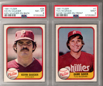 1981 Fleer Baseball Card Lot 2 PSA Graded #7 MINT, #24 NM-MT 8