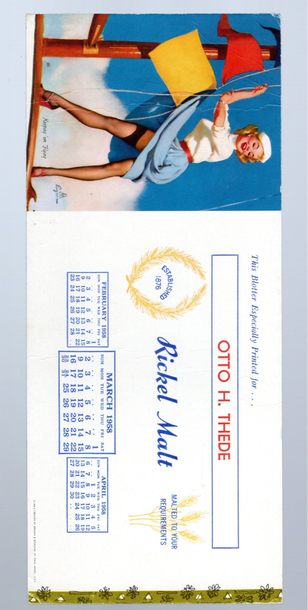 1958 Non Sport Ink/Business Blotter Mutoscope Gil Elvgren "Running On Flying"