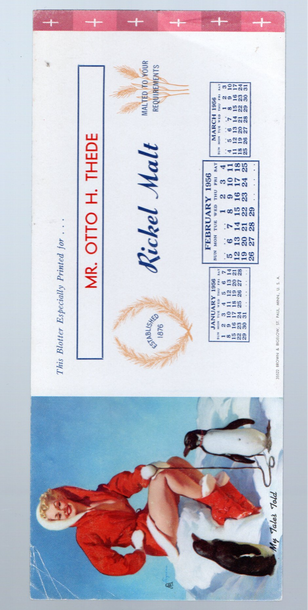 1958 3 Month Blotter Page Card Mutoscope Exhibit Supply Art "My Tales Told" by Gil Elvgren